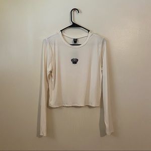 Wild Fable. Knitted Crop Top w/ pug embroidery